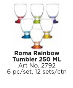 Roxx 2792 Roma Rainbow Tumbler 250Ml