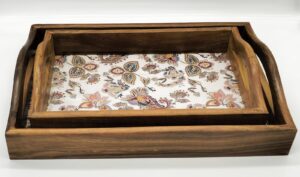 Eoan Wooden Printed Tay Set of 2