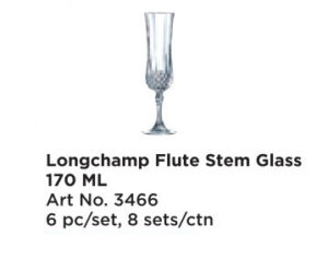 Roxx 3466 Longchamp Flute Steam Glass 170 Ml