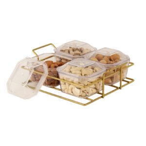 JVS Relish Serving 4 Bowl Golden Frame