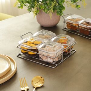 JVS Relish Serving 4 Bowl Silver Frame