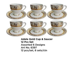 Roxx 6397 Adele Gold Cup & Saucer 12 Pcs Set