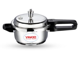 inod 18/8 Stainless Steel Pressure Cooker Outer Lid 5 Litre | Unique Sandwich Bottom Cooker | Induction and Gas Base | ISI and CE certified | 2 Years Warranty