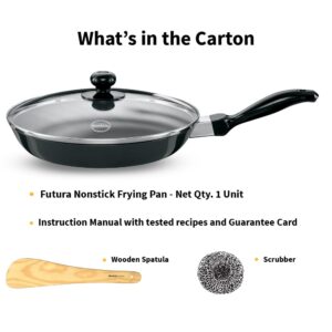 Hawkins Futura 24 cm Frying Pan, Non Stick Fry Pan with Glass Lid, Frypan, Black (NF24G