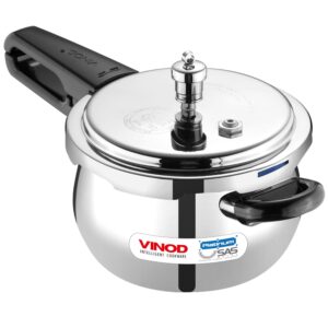 Vinod Splendid Plus Stainless Steel Pressure Cooker Outer Lid 5 Litre | SAS Bottom Handi Cooker Induction and Gas Base | ISI and CE certified | 2 Years Warranty