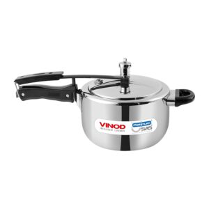 Vinod Straight Platinum Triply Stainless Steel Inner Lid Pressure Cooker - 3.5 Litre | SAS Metal | Induction Ready | ISI and CE Certified | Medium