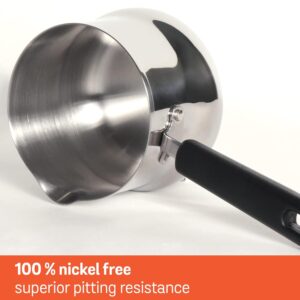 Meyer Nickel Free Stainless Steel Mini Pot | Milk Pan, Tea Pan Stainless Steel, Milk Pan Induction Base | Chai Pan | Small Saucepan | Milk Boiling Vessel | Saucepan with Handle, 10cm, Grey |0.60 liter