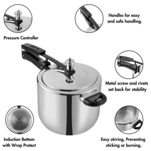 Vinod Straight Platinum Triply Stainless Steel Inner Lid Pressure Cooker - 5 Litre | SAS Bottom | Induction Ready | ISI and CE Certified | - Large