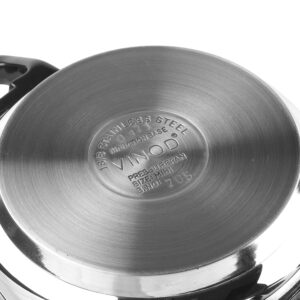 Vinod Stainless Steel Pressure Cooker 6 Litres | Also use as Deep Fry pan | Sandwich Bottom | Induction and Gas Stove Friendly | 2 Years Warranty | ISI and CE certified | Silver