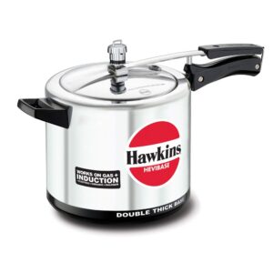 Hawkins Aluminium 6.5 Litre Hevibase Pressure Cooker, Induction Inner Lid Cooker, Silver (IH65)