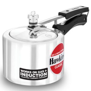 Hawkins Aluminium 2 Litre Classic Pressure Cooker, Tall Design, Induction Inner Lid Cooker, Pan Cooker, Best Cooker, Silver (ICL2T)